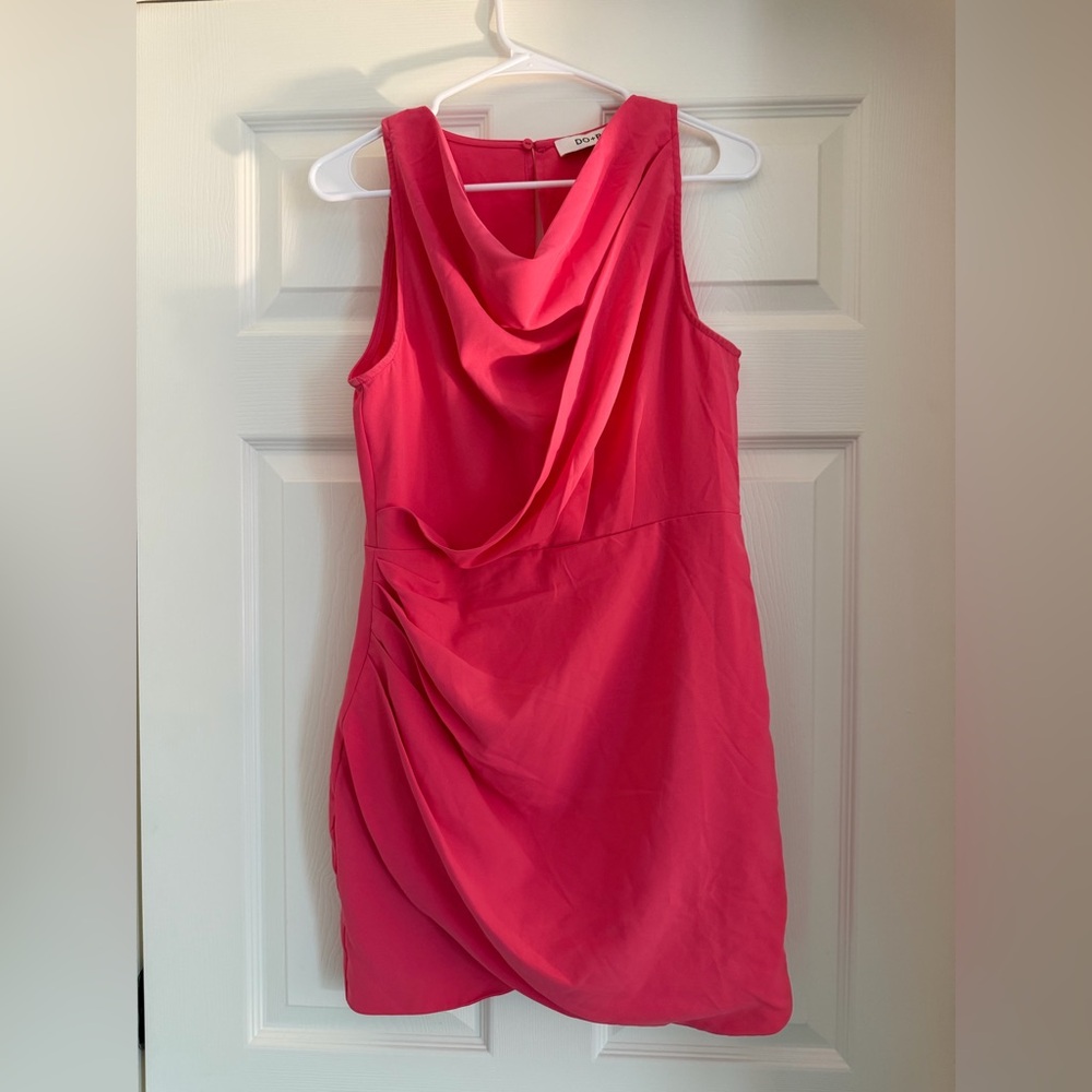 Bright Pink Draped Sleeveless Dress